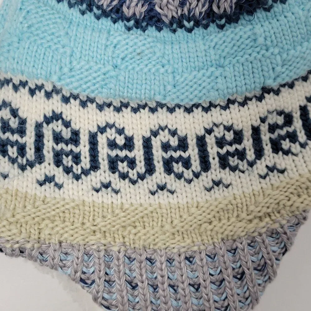 The North Face Baby Fairisle Ear Flap Beanie Hat 0-6 Months Pom Cap‎ Winter NWOT